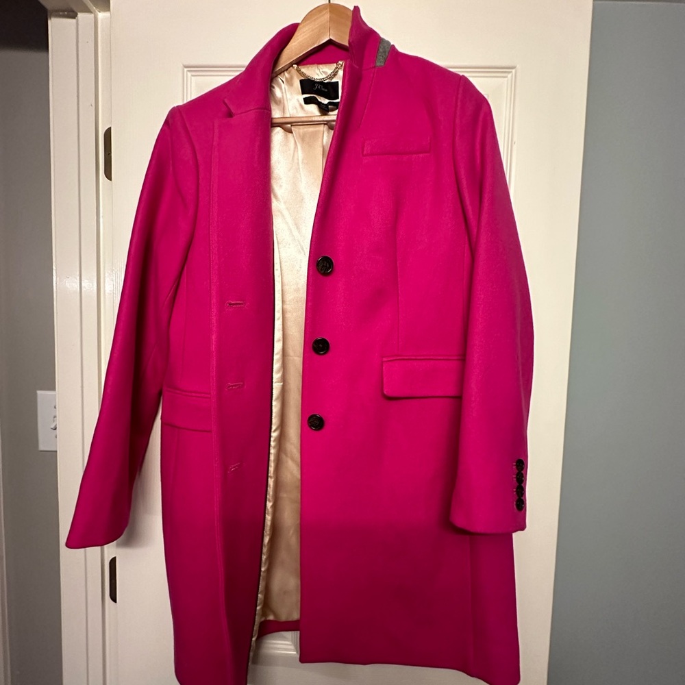 J Crew women’s hot pink winter coat.